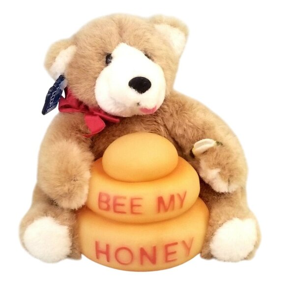 Vintage Applause Teddy Bear Plush Bee My Honey Behive 1986 Stuffed Animal Toy - Picture 1 of 8